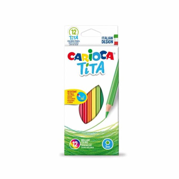 Køb Farveblyanter fra Carioca - Trekantet 3mm 12 stk. (Tita) online billigt tilbud rabat legetøj