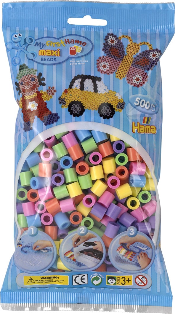 Køb Hama Maxi Perler - 500 stk Pastel Mix 50 (8571) online billigt tilbud rabat legetøj